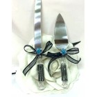 Wedding Cake Knife & Server Set Blue Flower